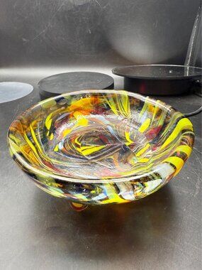End of Day Glass 3 Toed Bowl